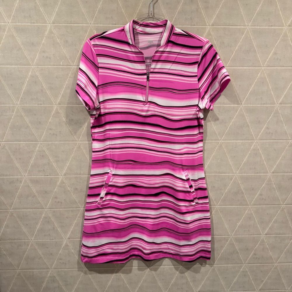 Tail Sleeveless Gianni Golf Dress Pink Striped Print Size Medium UPF 50